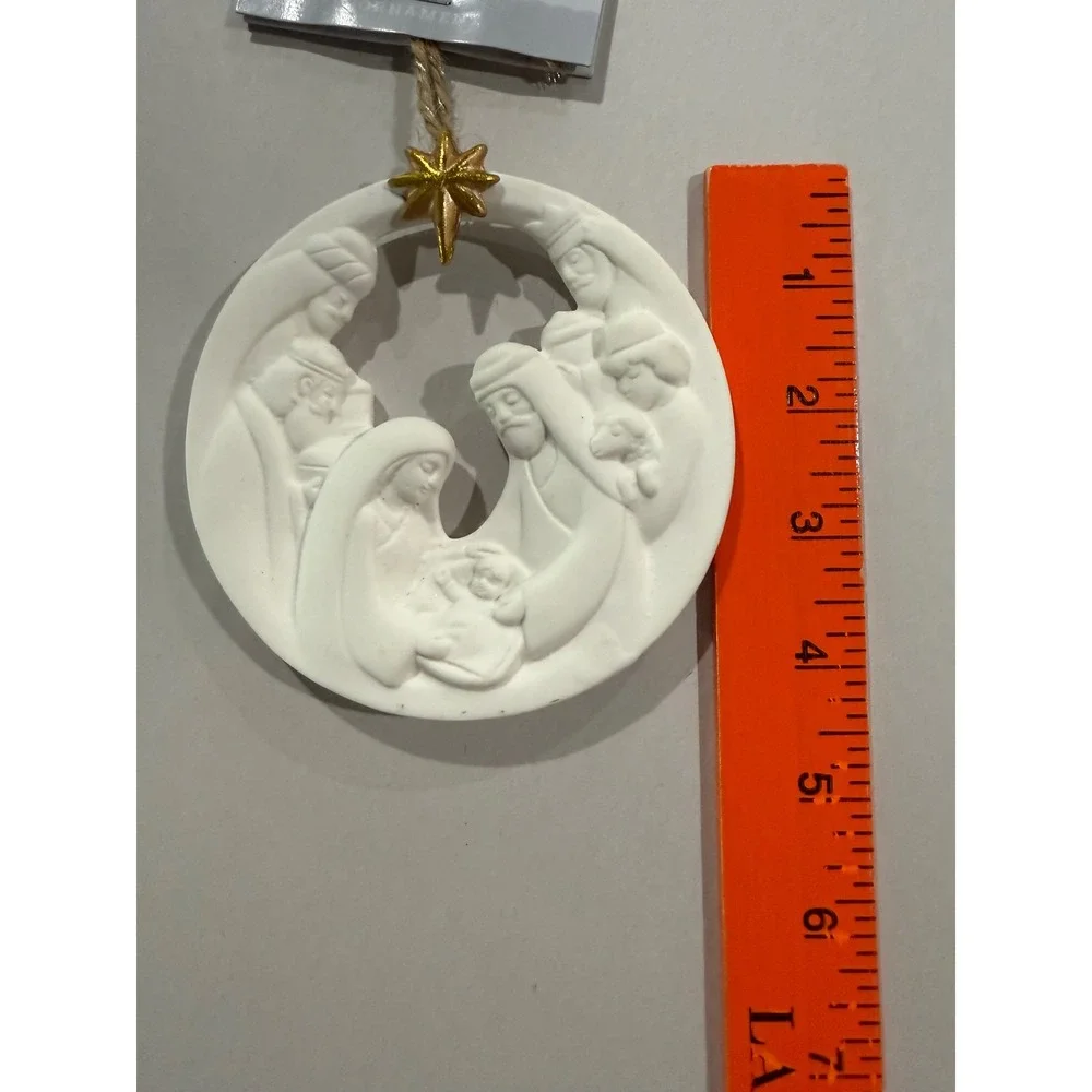 NWT Wondershop Target Ceramic Nativity Christmas‎ Tree Ornament White Gold